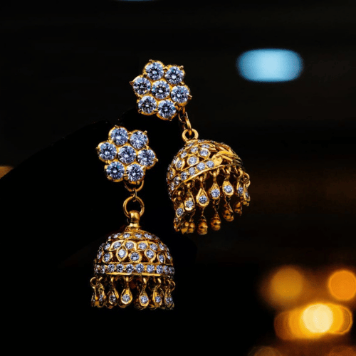 Gold Earrings WIth Diamond